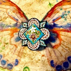 Vintage Micro-Mosaic Brooch, intricate floral design